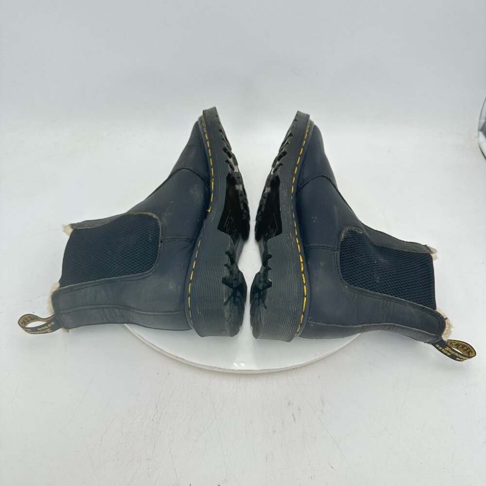 Dr. Martens Leonore Women Size 8 Black Leather Faux Fur Lined Chelsea Boot - Picture 6 of 11